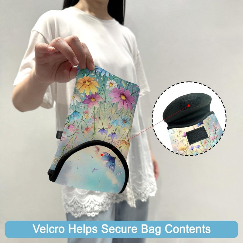 otilil Neoprene Cell Phone Sleeve Pouch Case Bag with Crossbody Strap Neck Lanyard for Women 7.5 X 4.3 in Colorful Flowers - Image 4